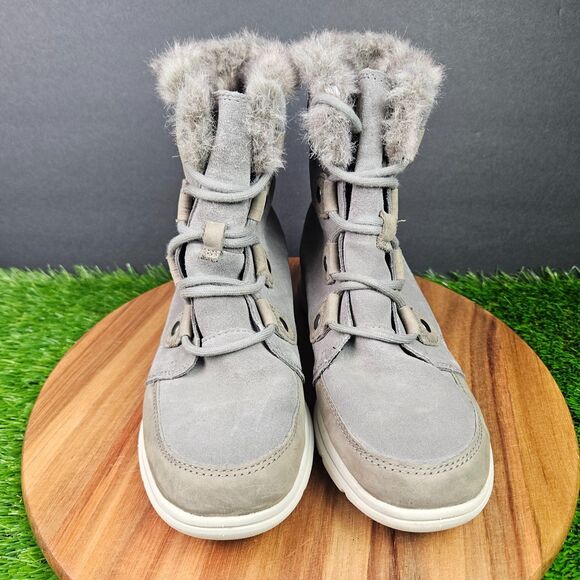 Sorel Winter Boots Womens Size 7.5 Explorer Joan Gray Suede Faux Fur NL3039-052 - Picture 6 of 11